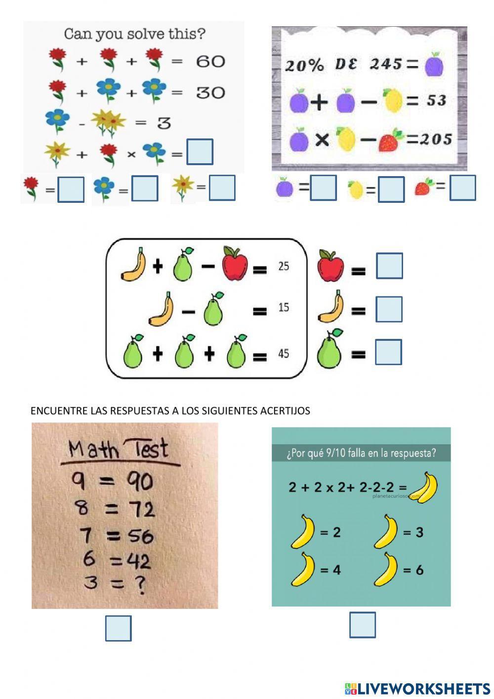 Acertijos con frutas