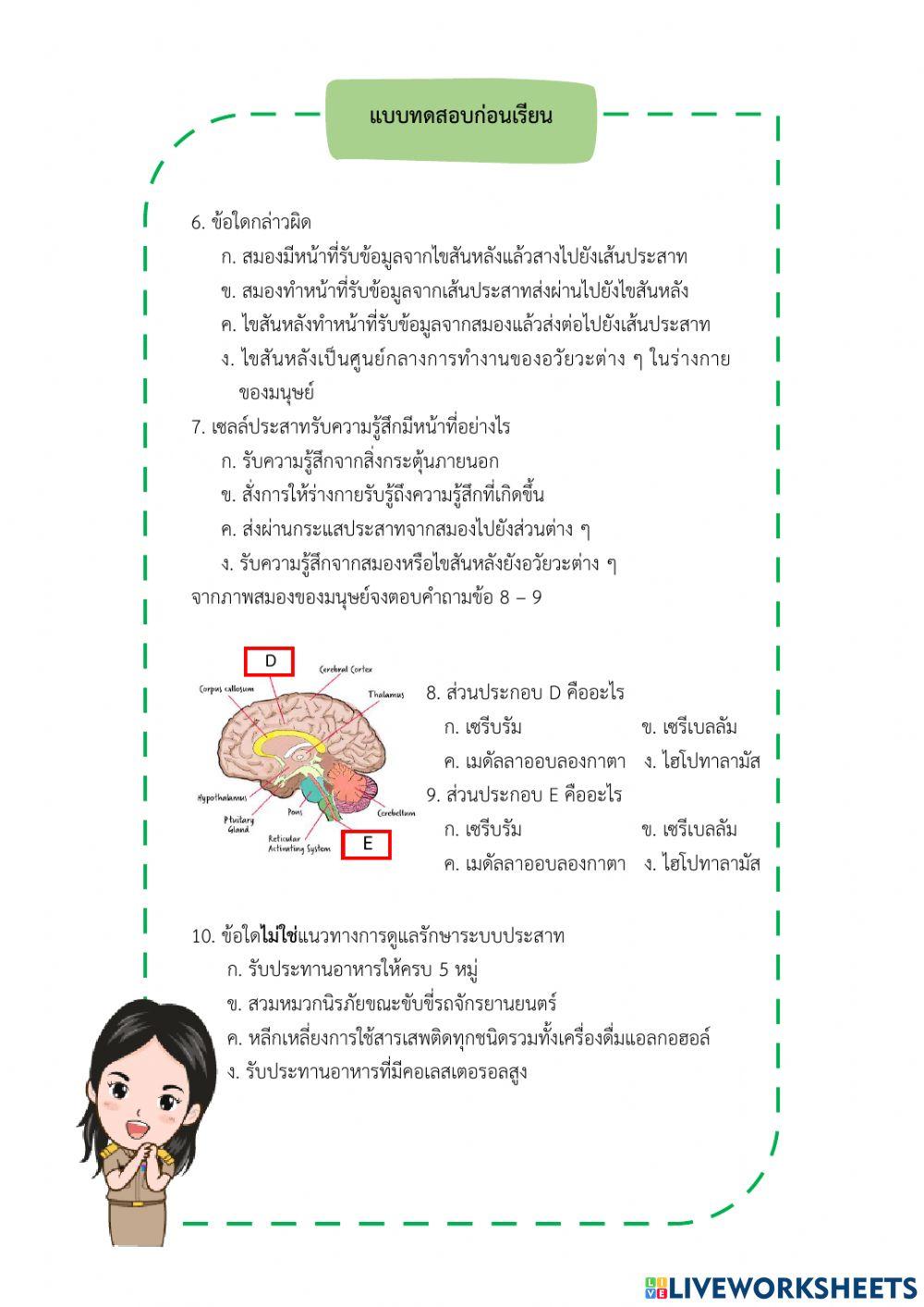 แบบทดสอบก่อนเรียน บทที่2