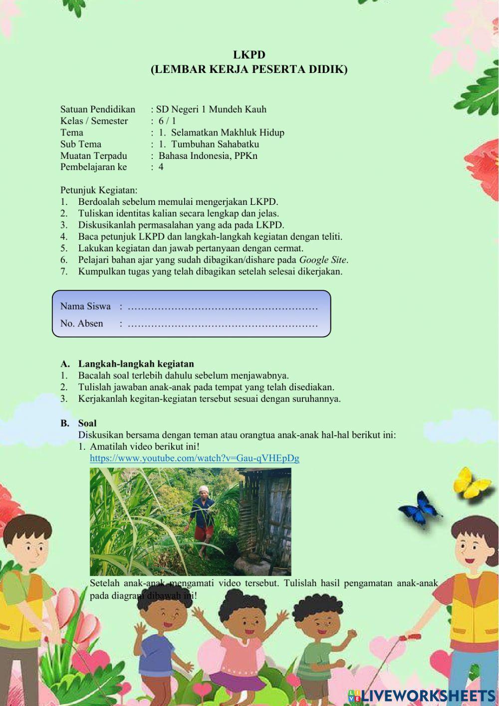 LKPD Tema 1 Subtema 1 Pembelajaran 4