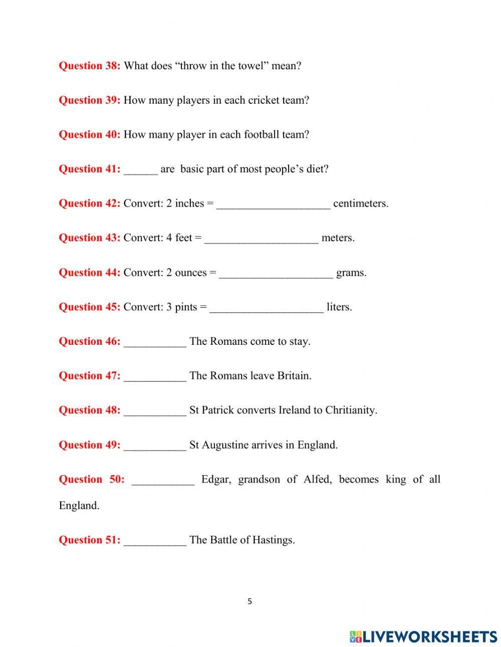British Culture 1 and 2 (final test)