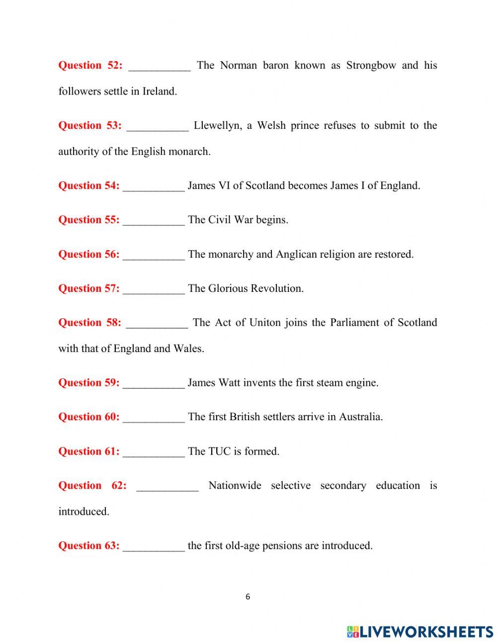 British Culture 1 and 2 (final test)