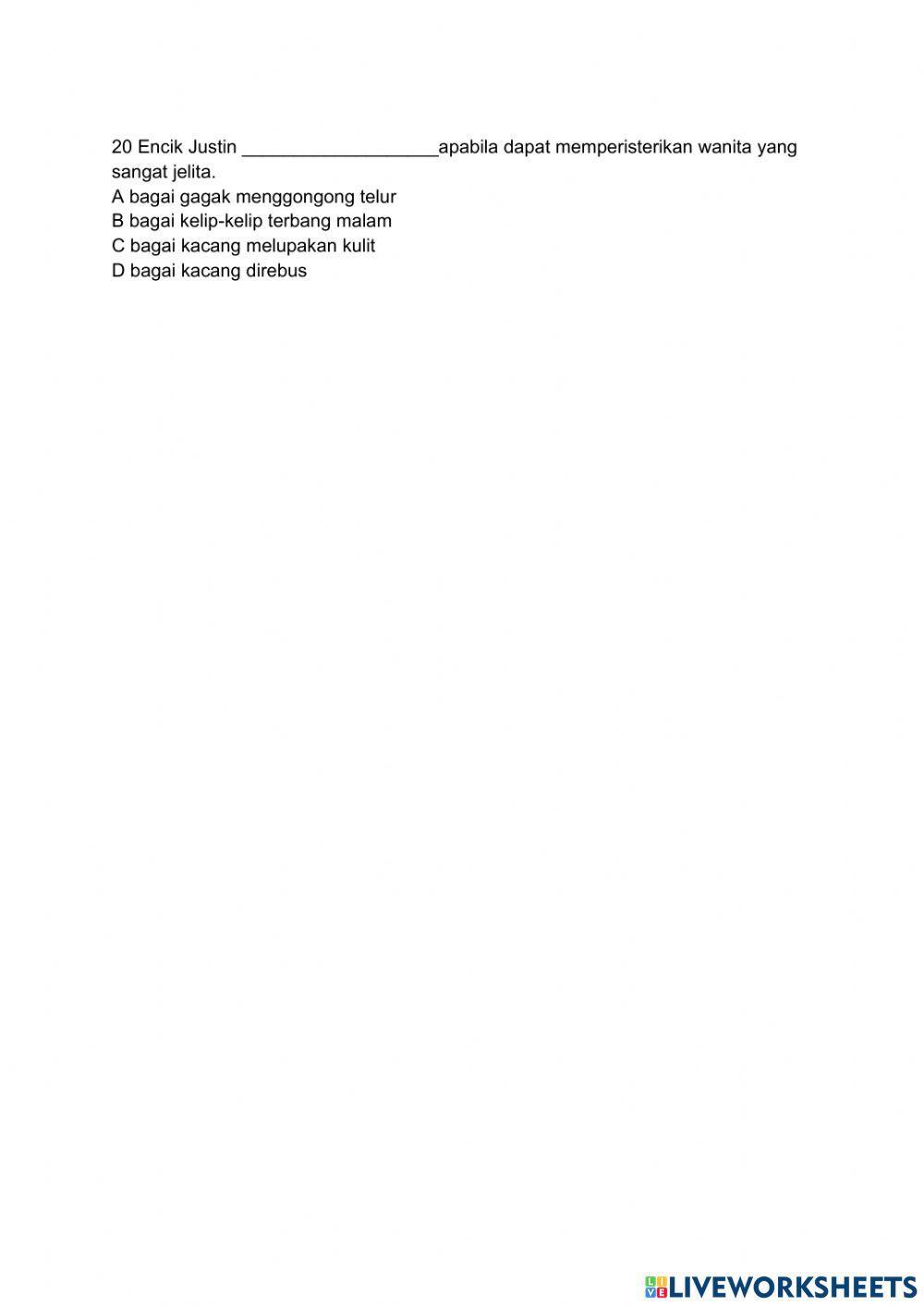 Latihan Perumpamaan Tingkatan 1