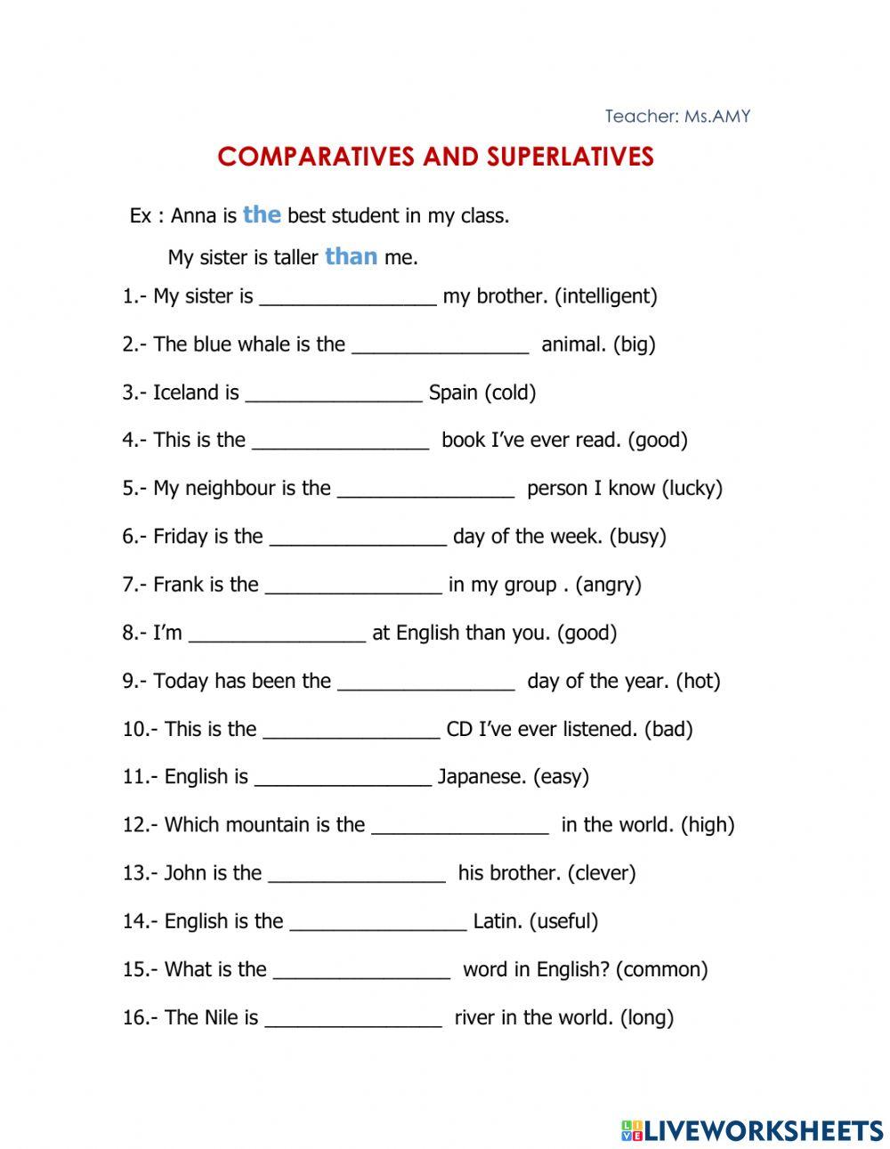 Comparative and superlative