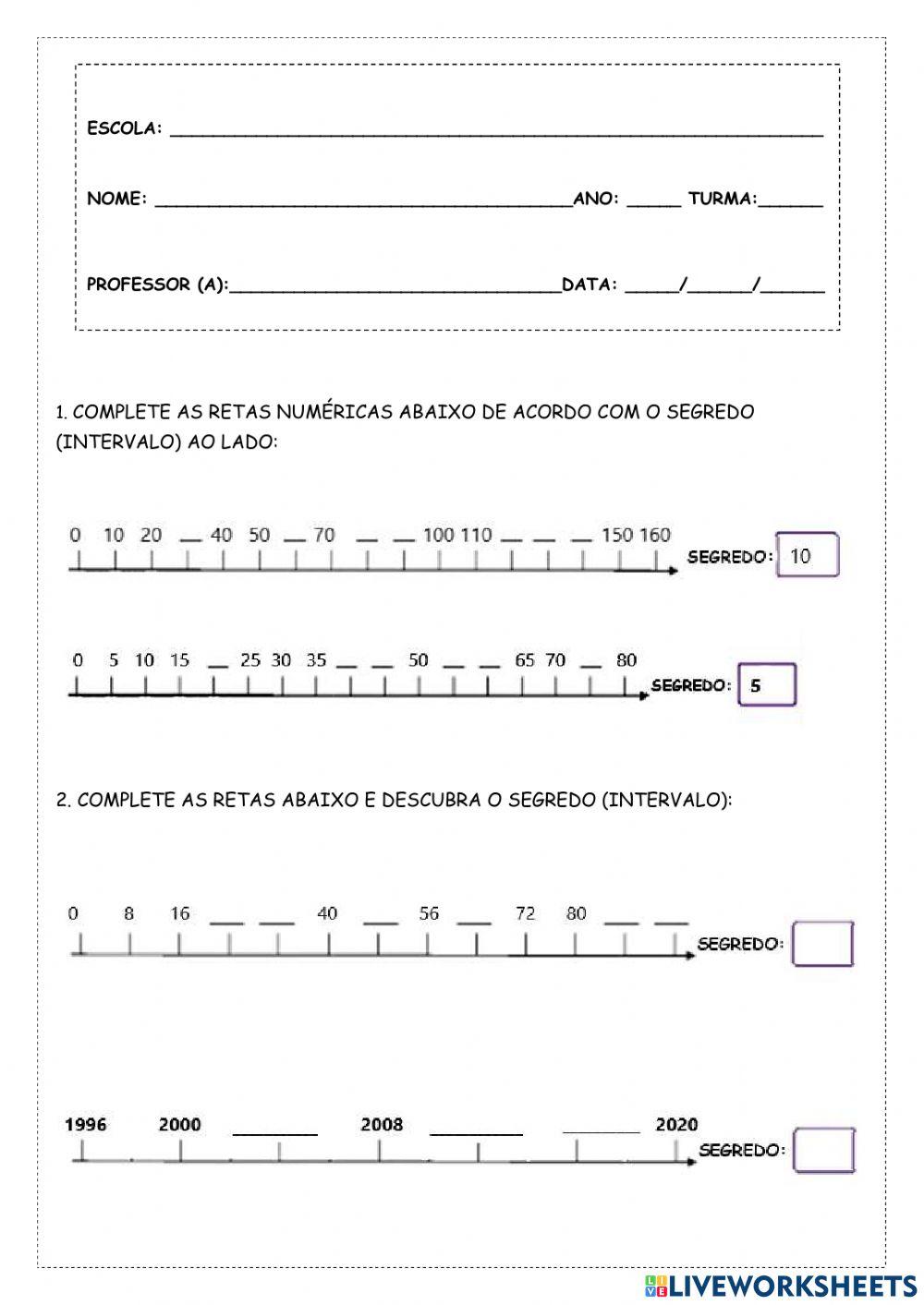 Reta numérica (descubra o segredo)