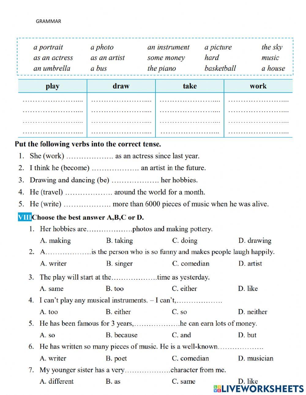 Unit 4 : Music and Arts - Grade 7