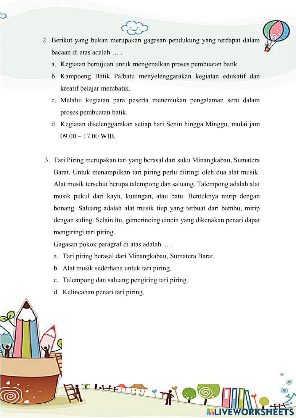 Soal tes sumatif kelas 4