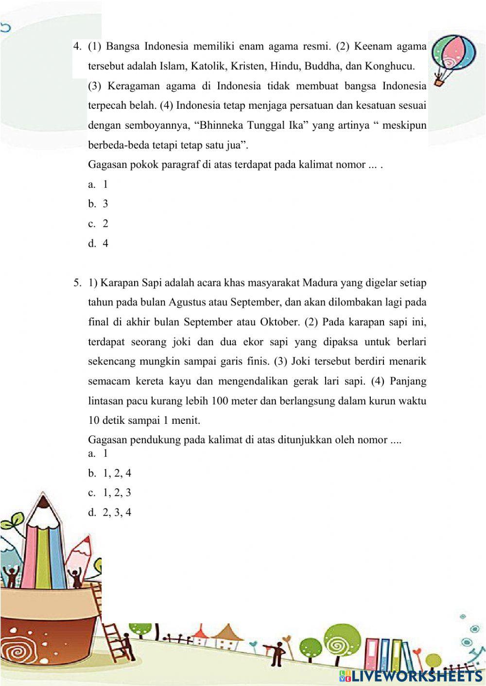 Soal tes sumatif kelas 4