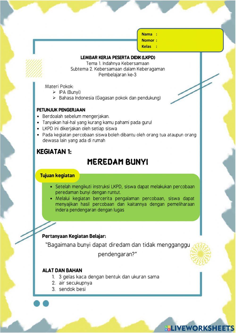 LKPD Kelas 4 Tema 1 Subtema 2 Pemb 3