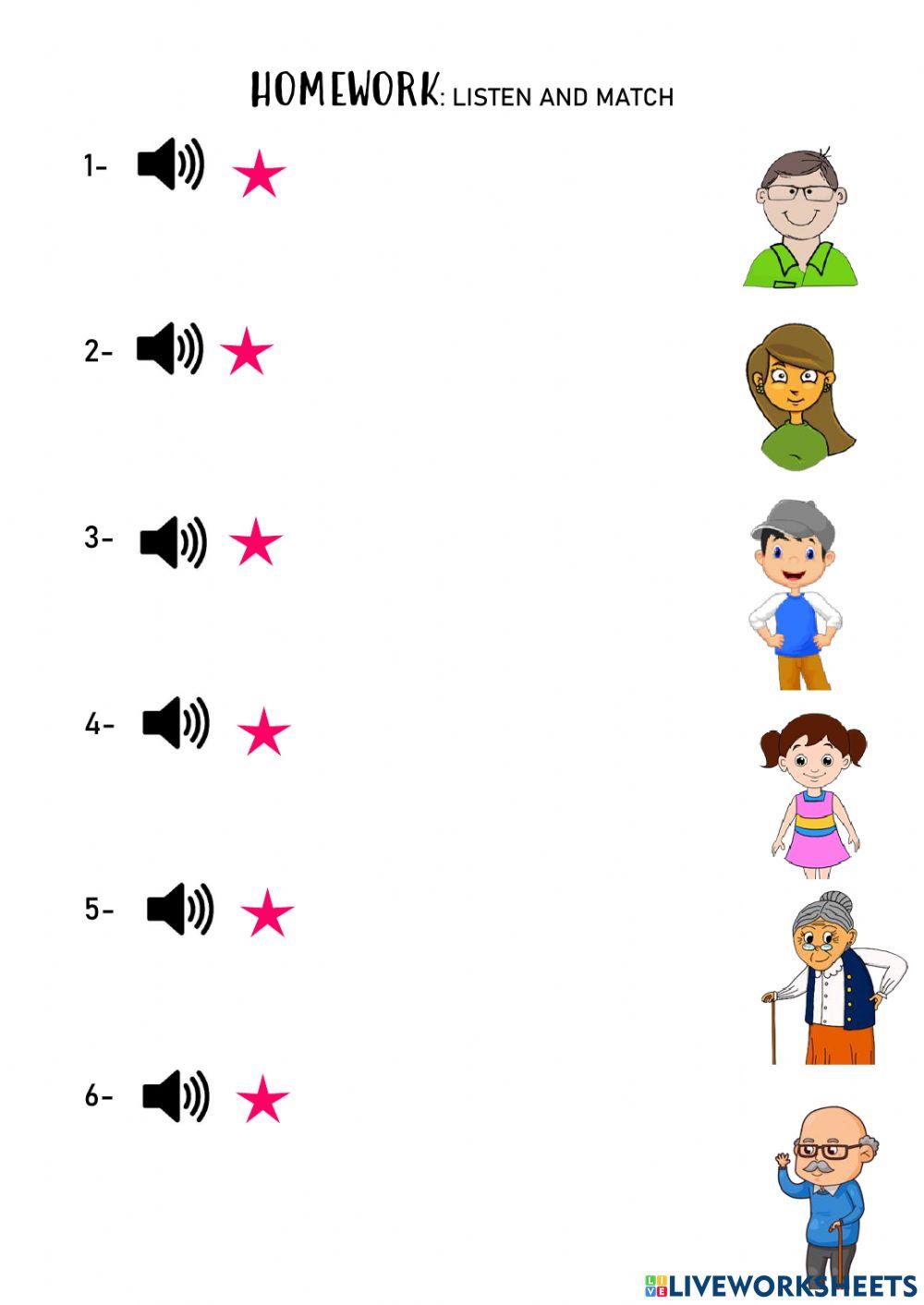 Listen and match - family