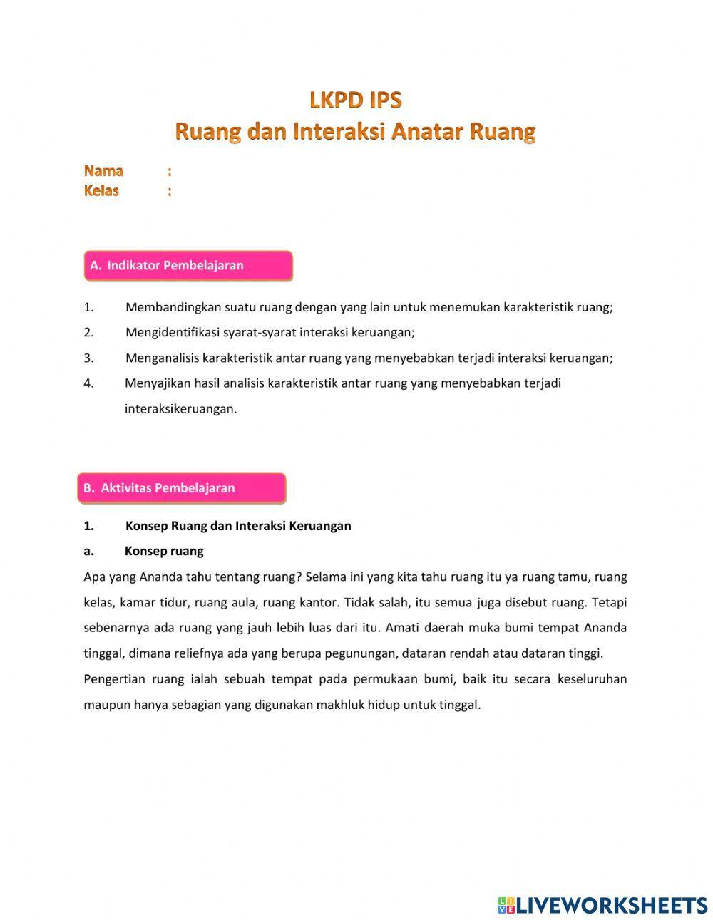 LKPD Konsep Ruang dan Interaksi Antar Ruang