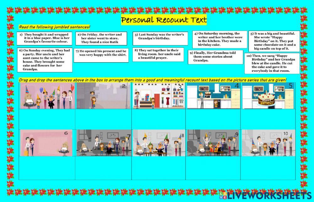 Recount text liveworksheets 1180610