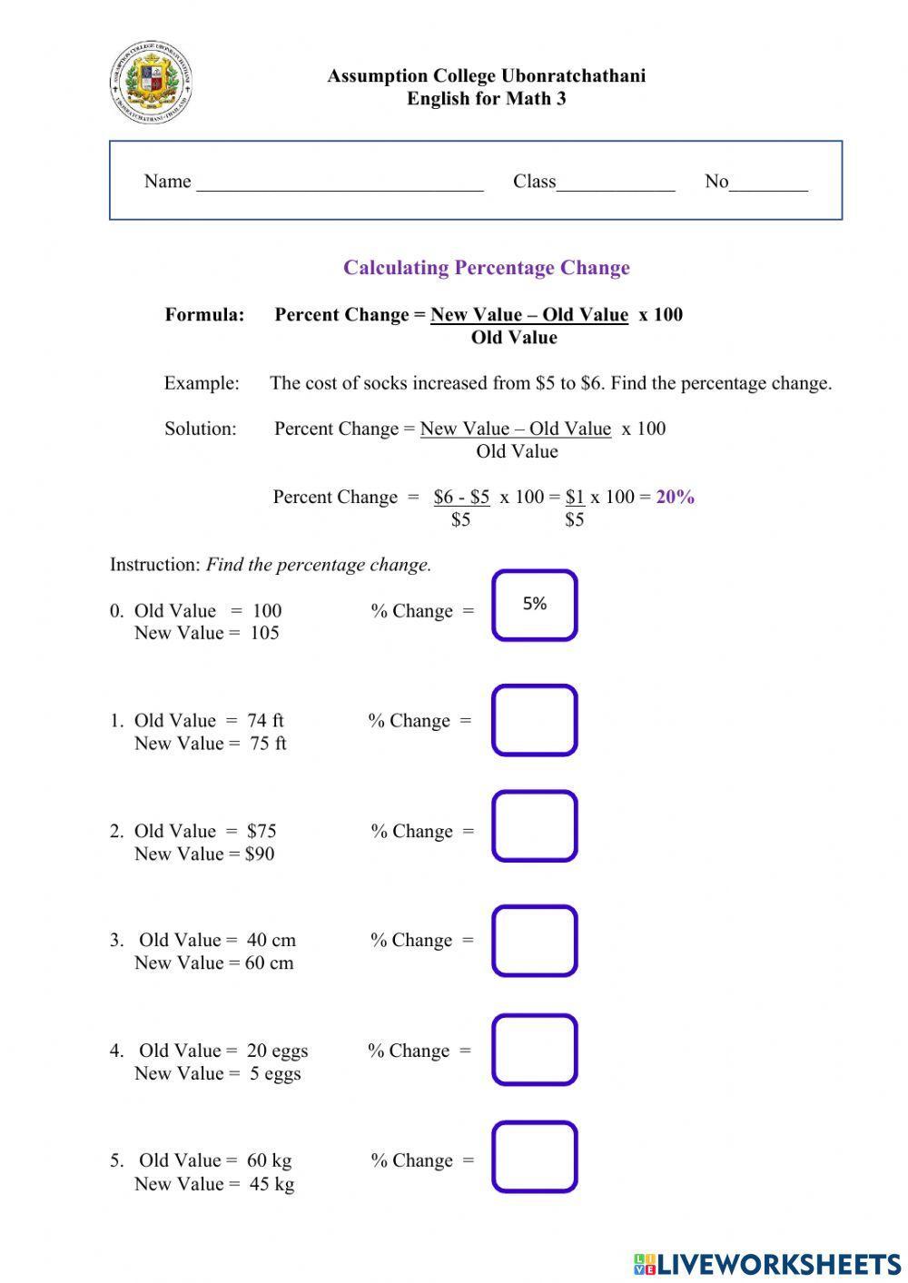 Calculating Percentage Change