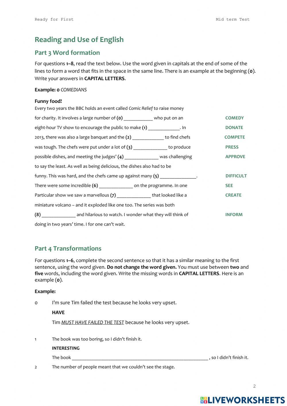 Ready for FIRST mid term test