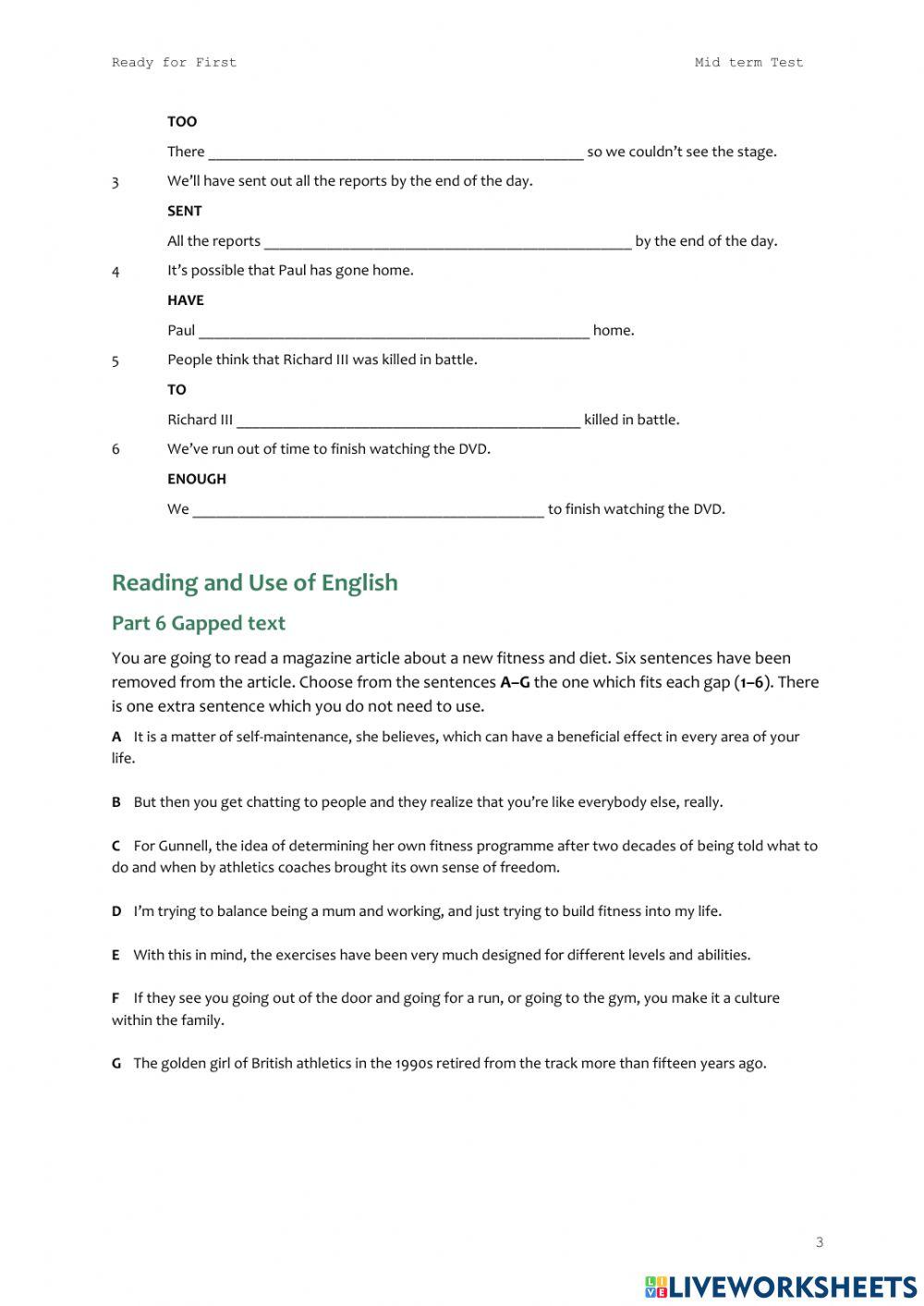 Ready for FIRST mid term test