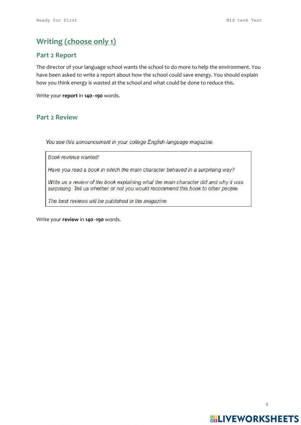 Ready for FIRST mid term test