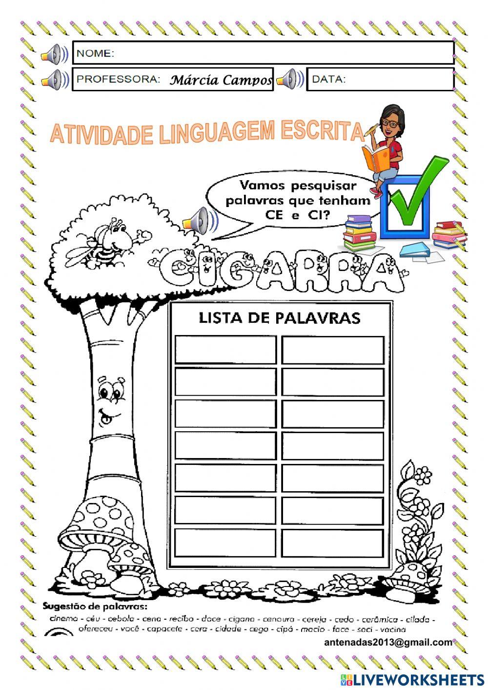 Palavras com Ce e Ci