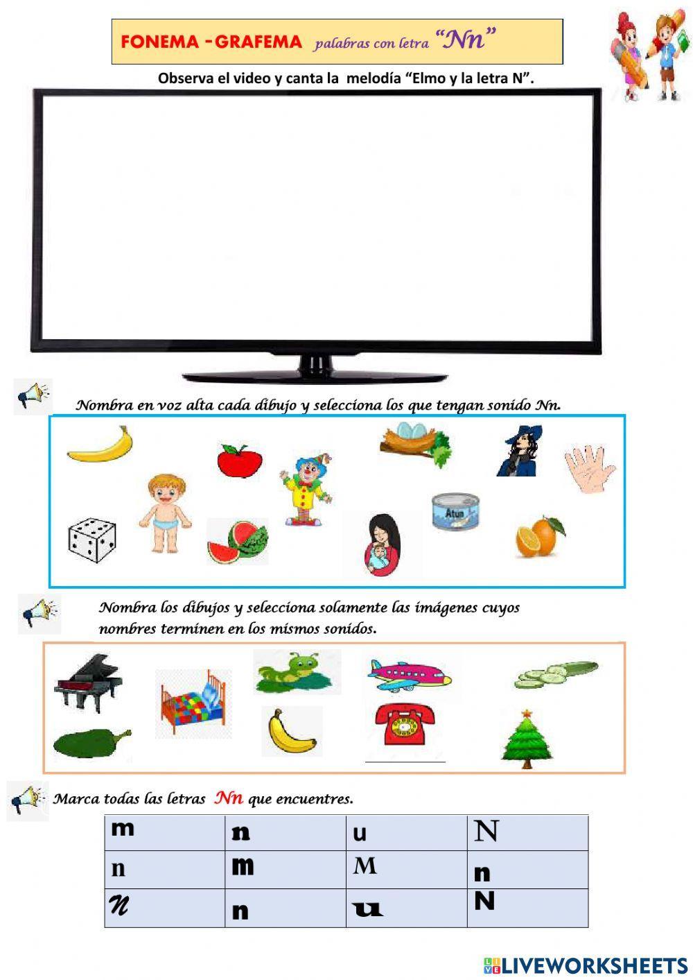 Fonema -  grafema letra Nn