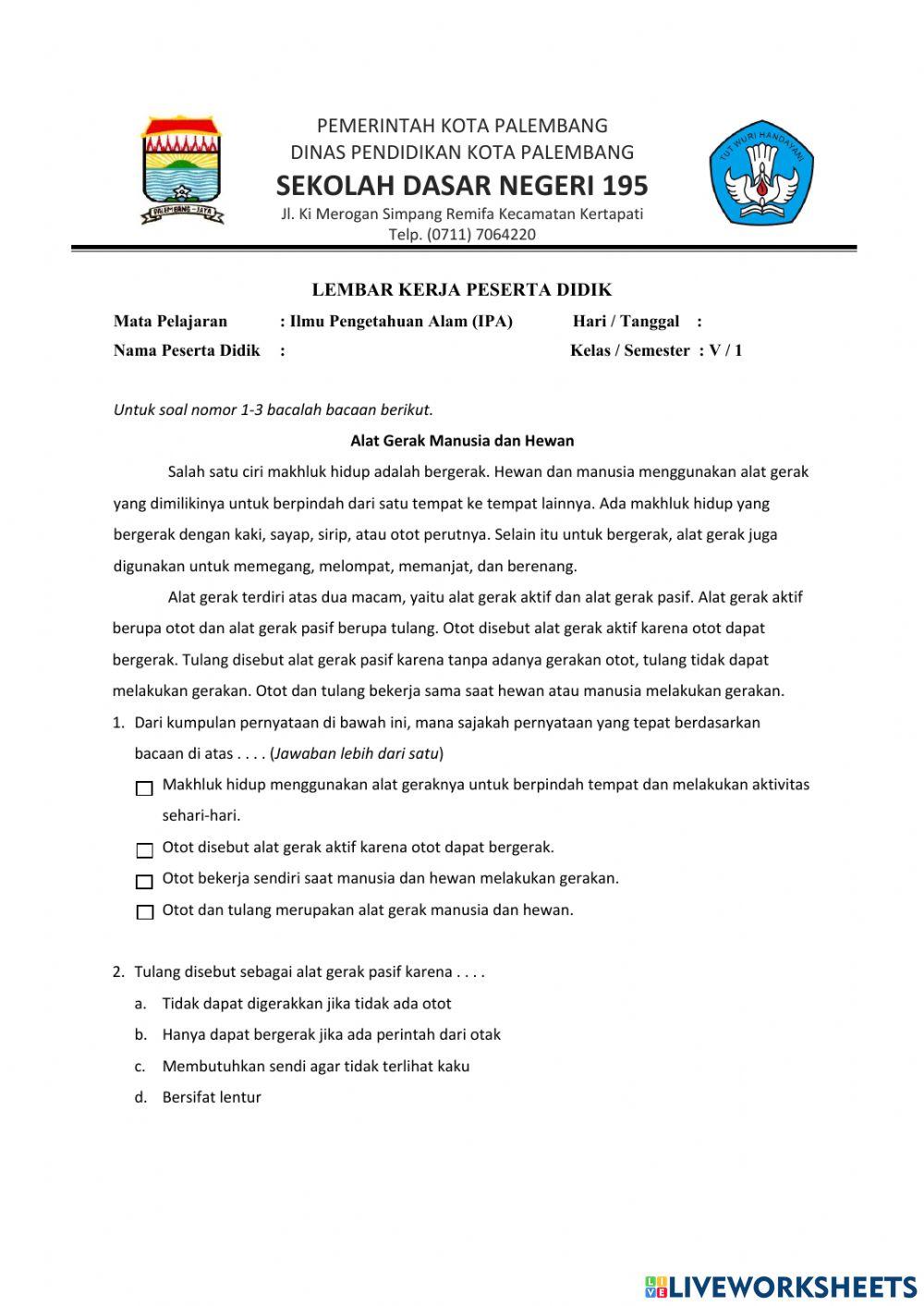 IPA Organ Gerak Hewan (1.1)