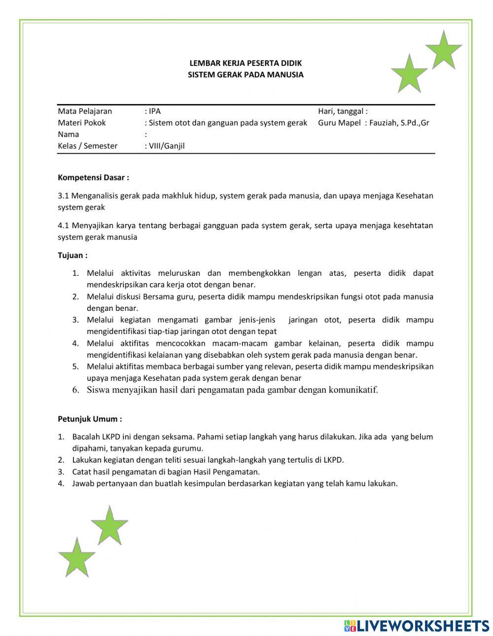 Otot dan gangguan gerak kelas 8