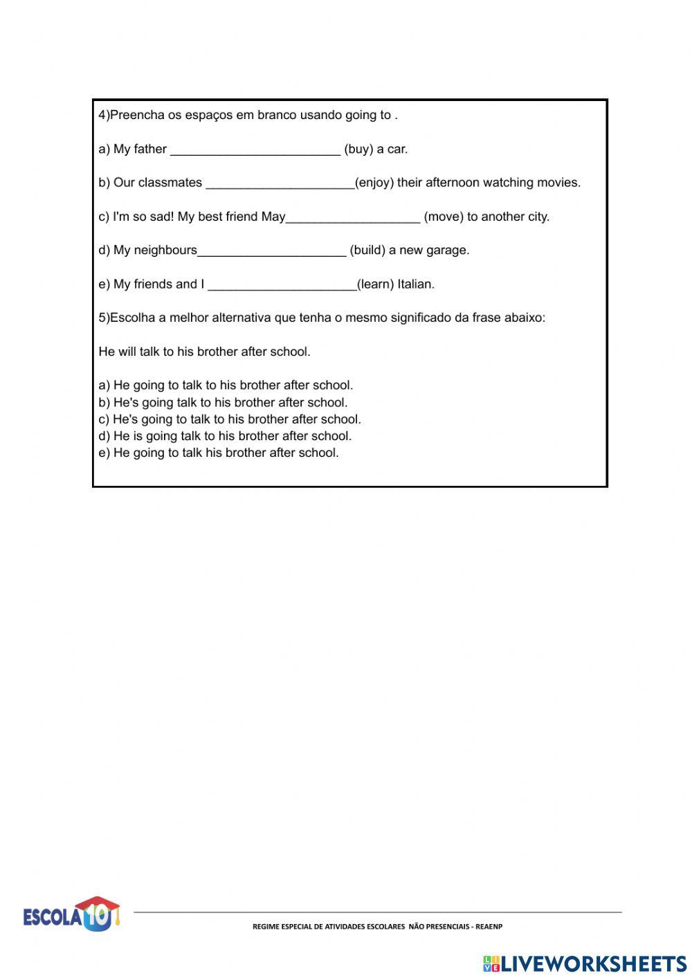 Avaliação  de inglês 9° ano - 2º bimestre Benedito Moraes