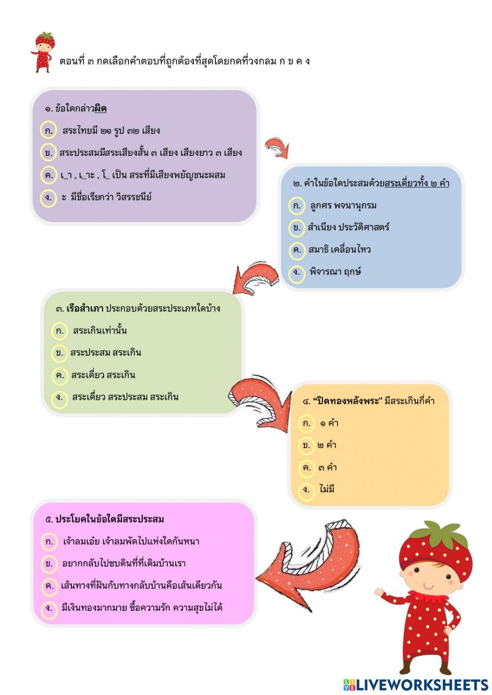 ประเภทของสระไทย