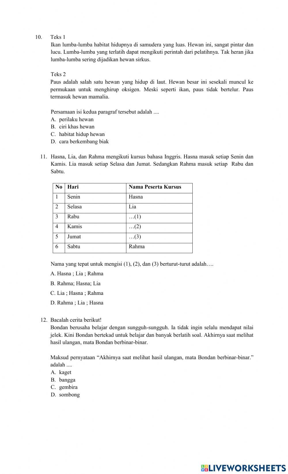 Pretes bahasa indonesia kelas 6 sd wojo