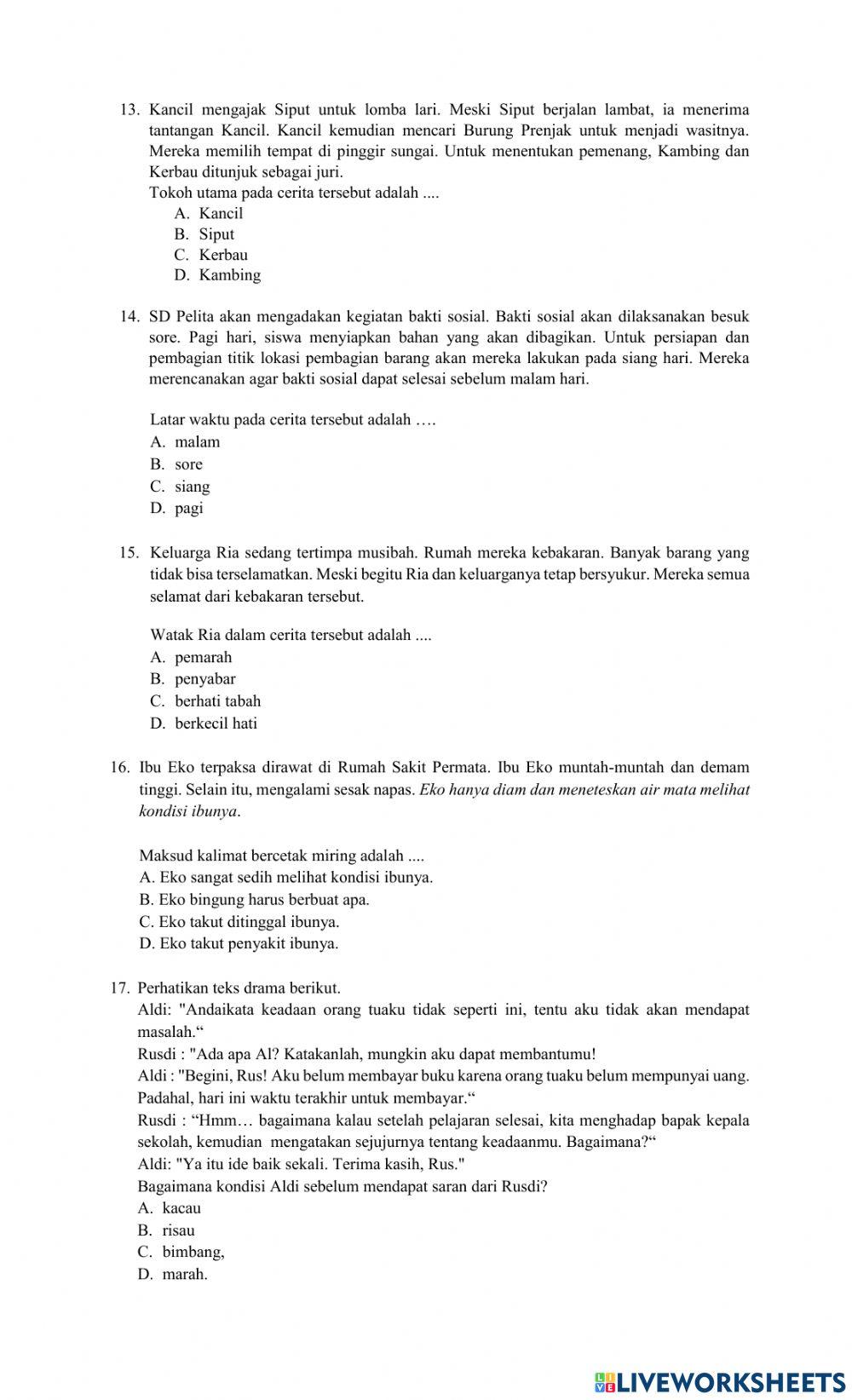 Pretes bahasa indonesia kelas 6 sd wojo