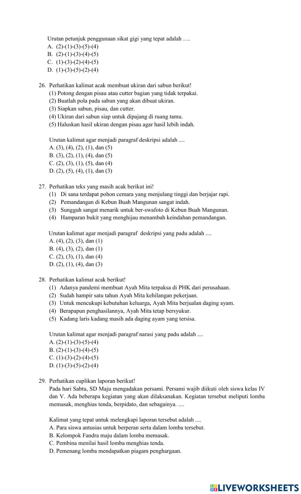 Pretes bahasa indonesia kelas 6 sd wojo