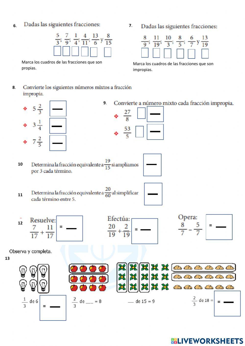 Evaluación de fracciones - 4to weiss-rot