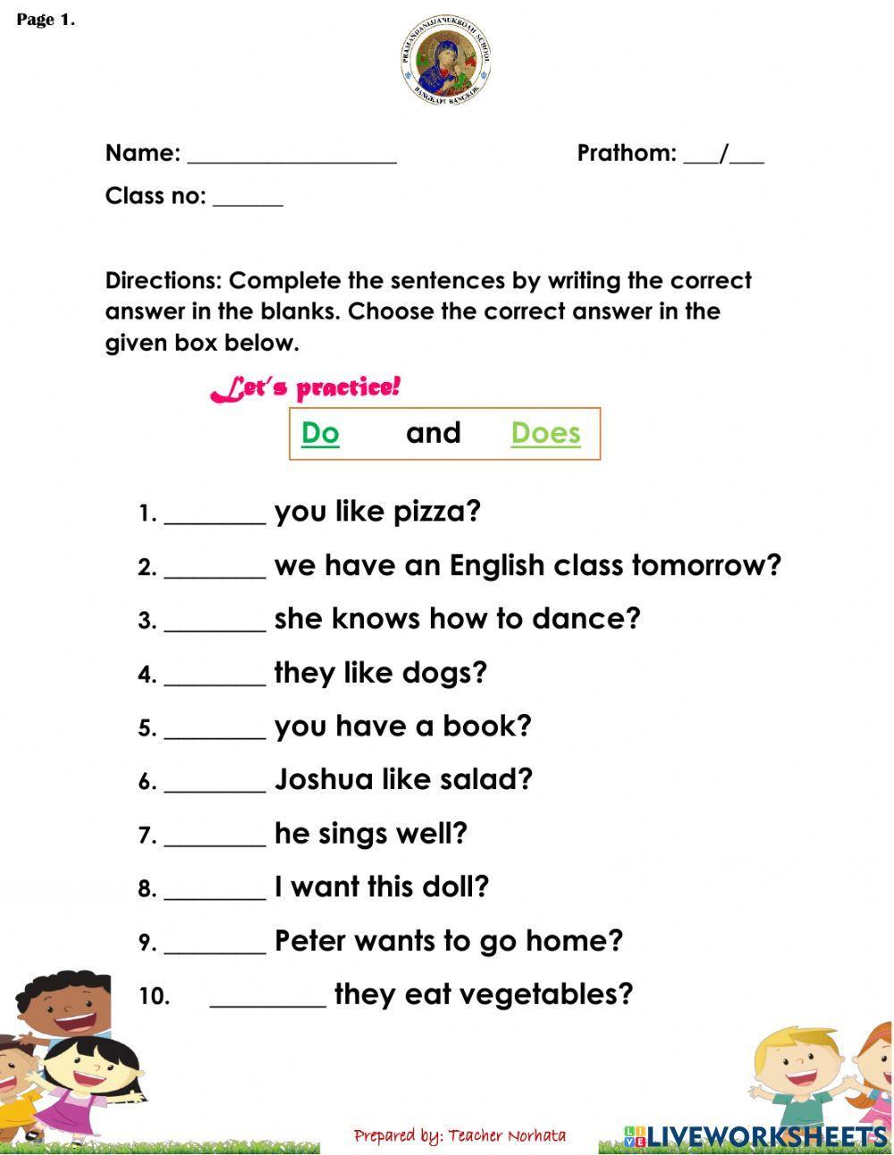 Do, Don't, Does, Doesn't.