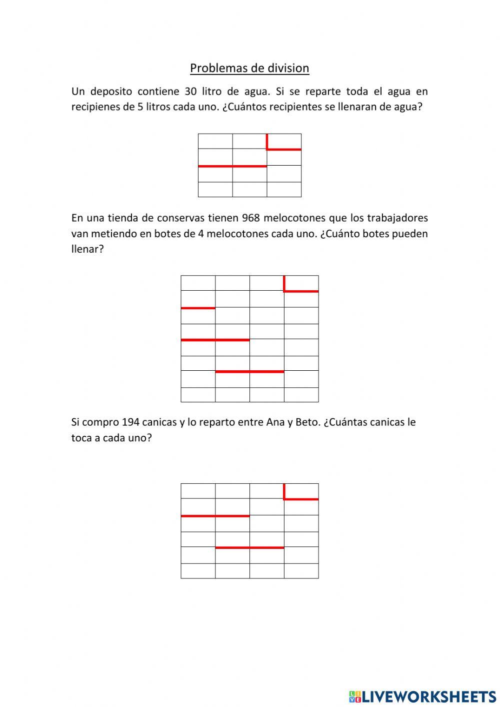 Problemas de división