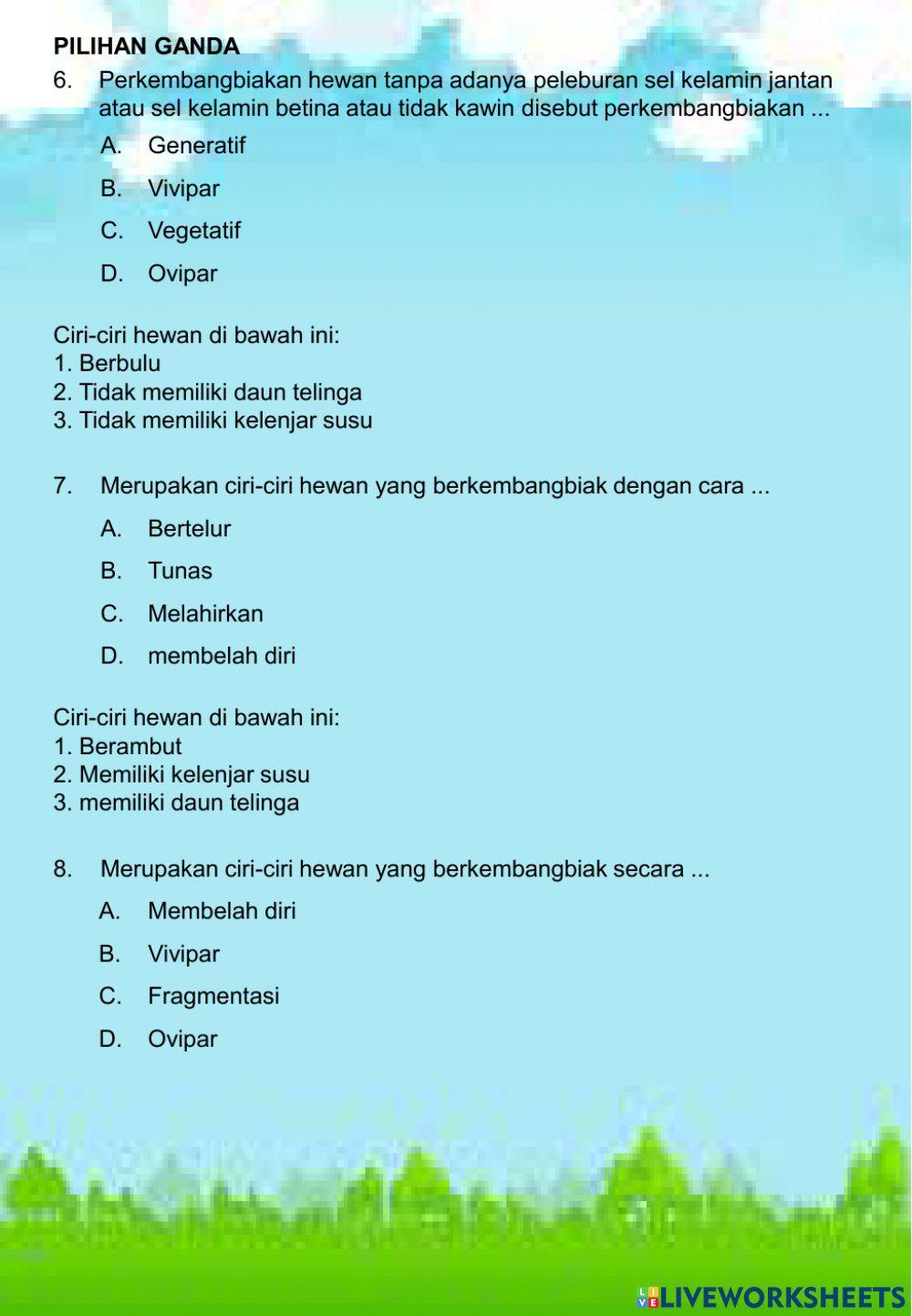 Perkembangbiakan hewan secara generatif (ovipar, vivipar, ovovivipar)