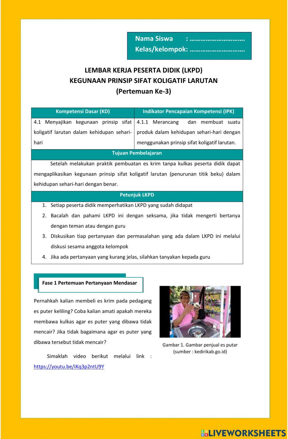 Lkpd Pertemuan 3 Kegunaan Prinsip Sifat Koligatif larutan