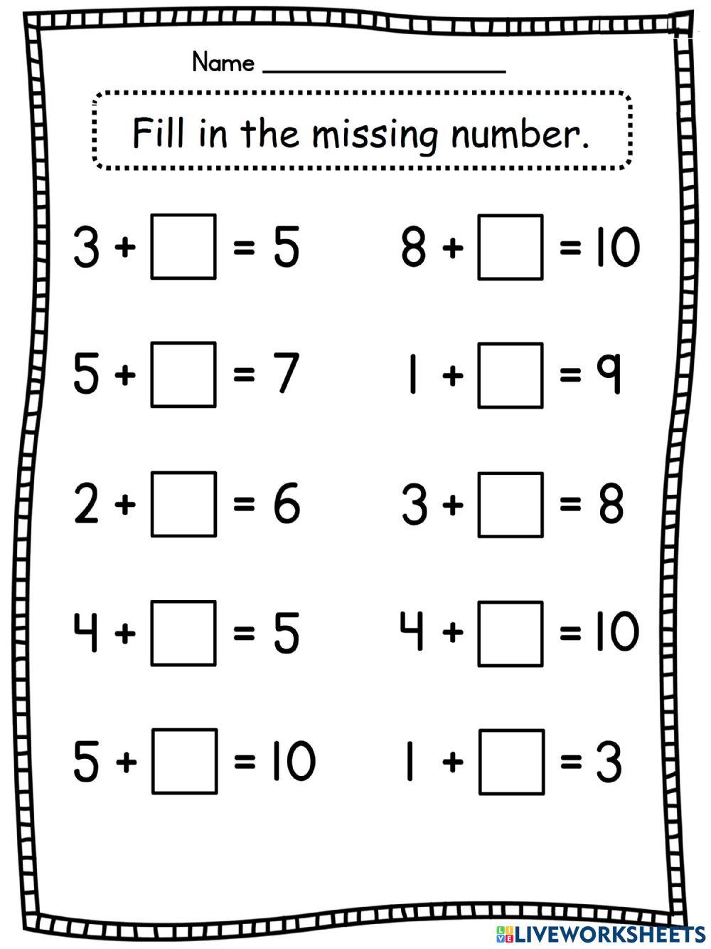 Fill in the missing number - 3