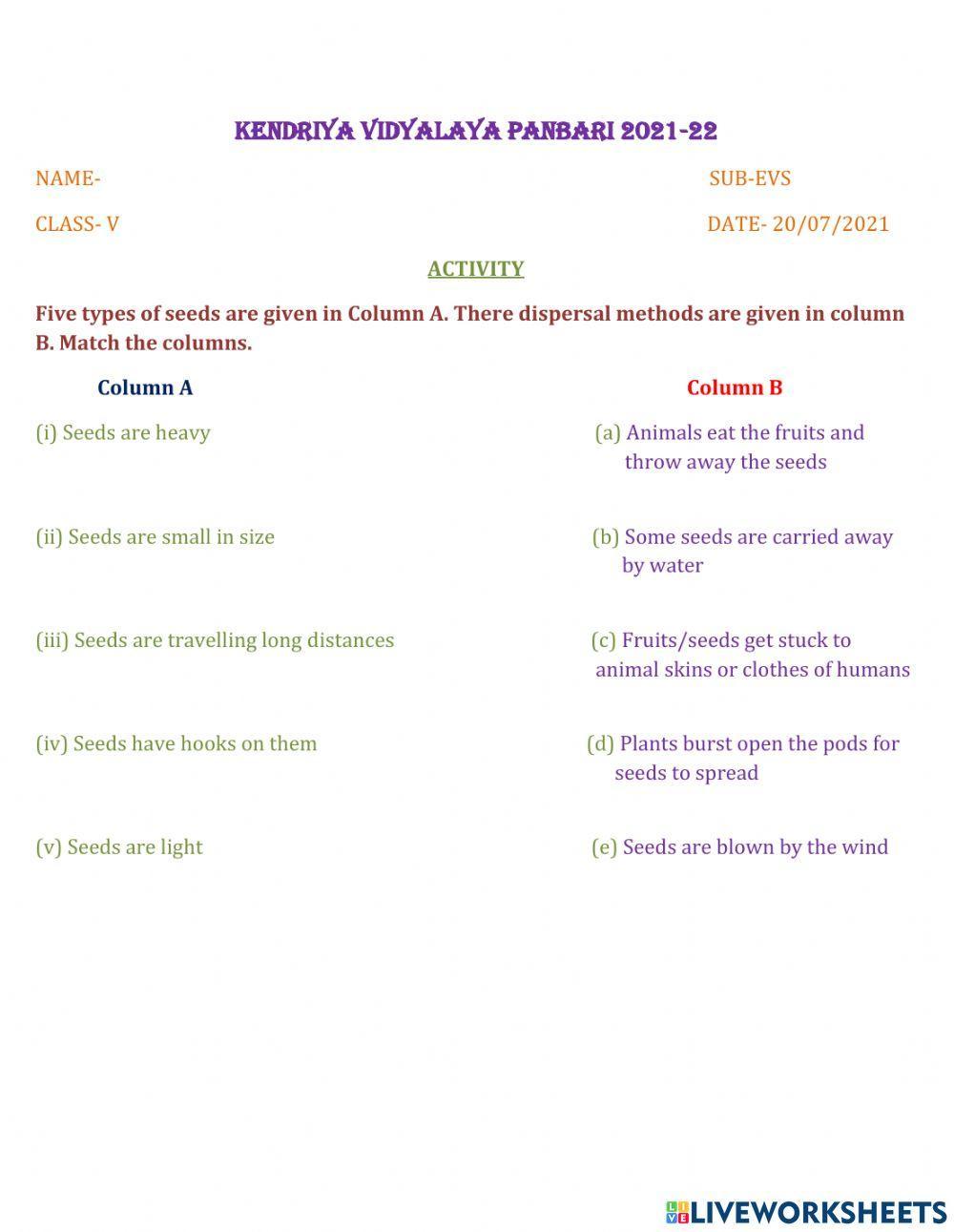 Seed Dispersal Methods
