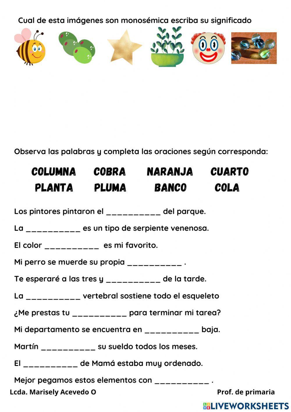 Palabras monosemica y polisémicas