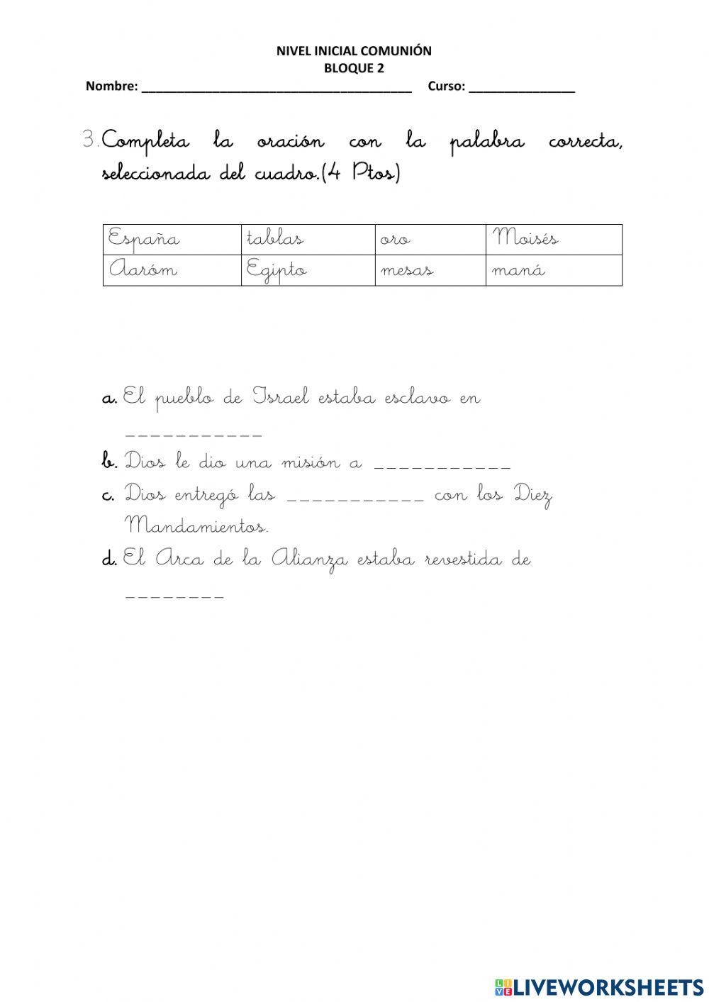 Lección Bloque 2 Nivel Inicial