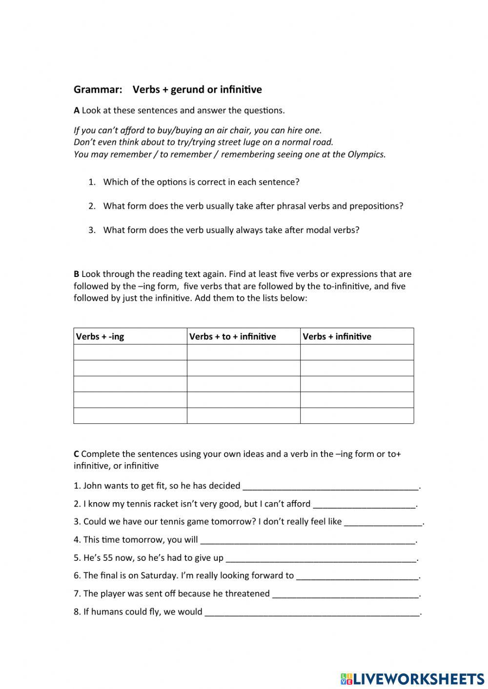 Dangerous Sports Gerund - Infinitive