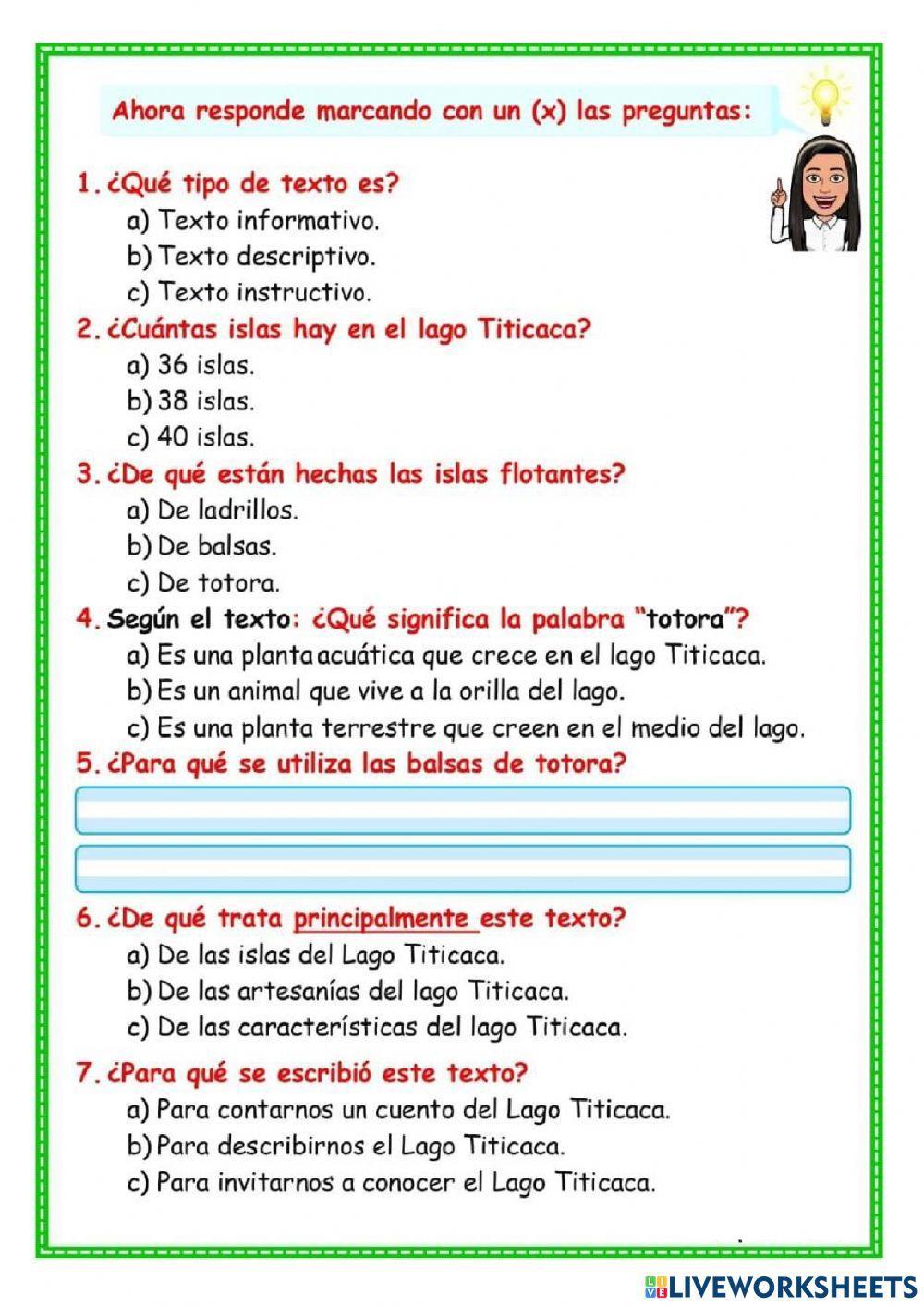 Leemos descripciones de lugares del perú