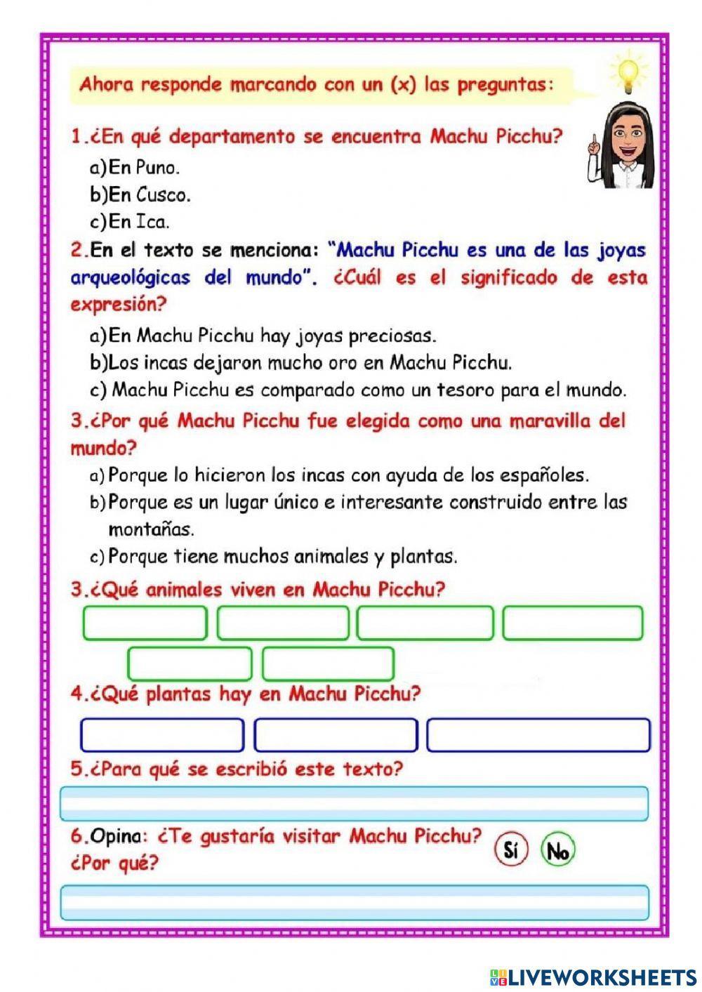 Leemos descripciones de lugares del perú