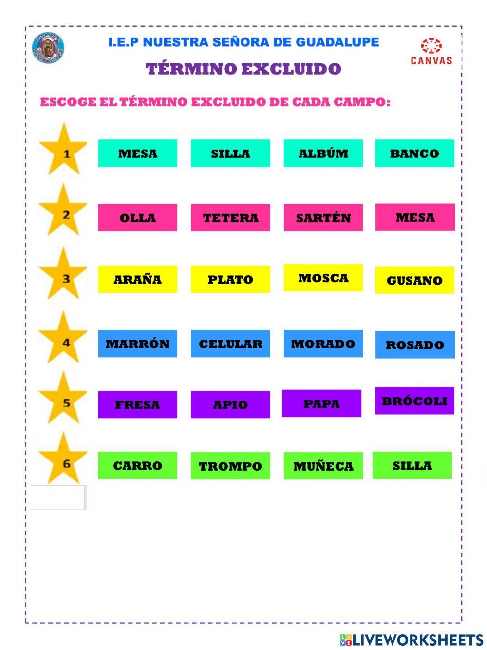 Termino exCLUIDO Termino exCLUIDO
