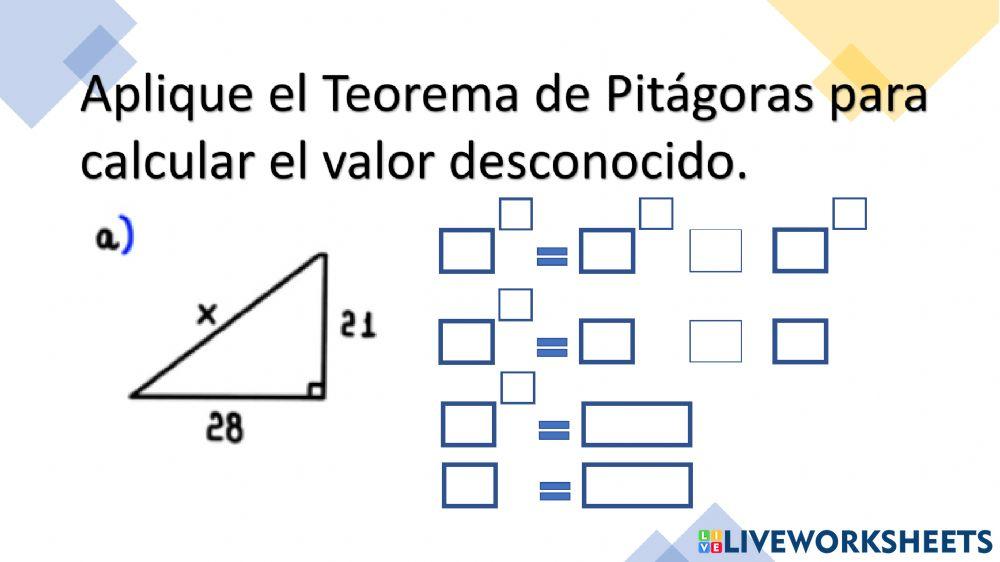Ejercicio Problemas de Aplicación Teorema de Pitágoras