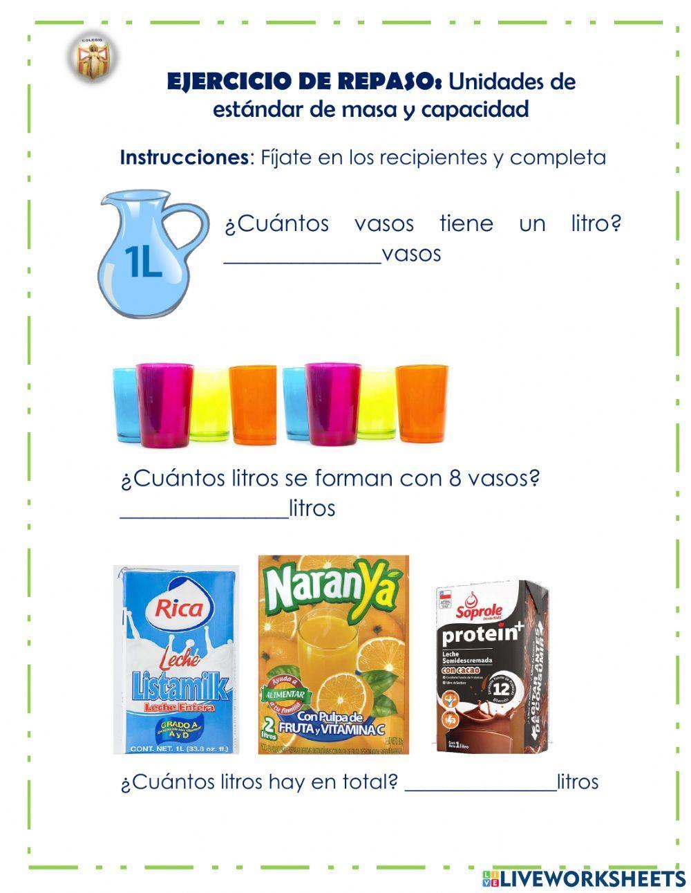 Prueba corta: Estándar de unidades de masa y capacidad