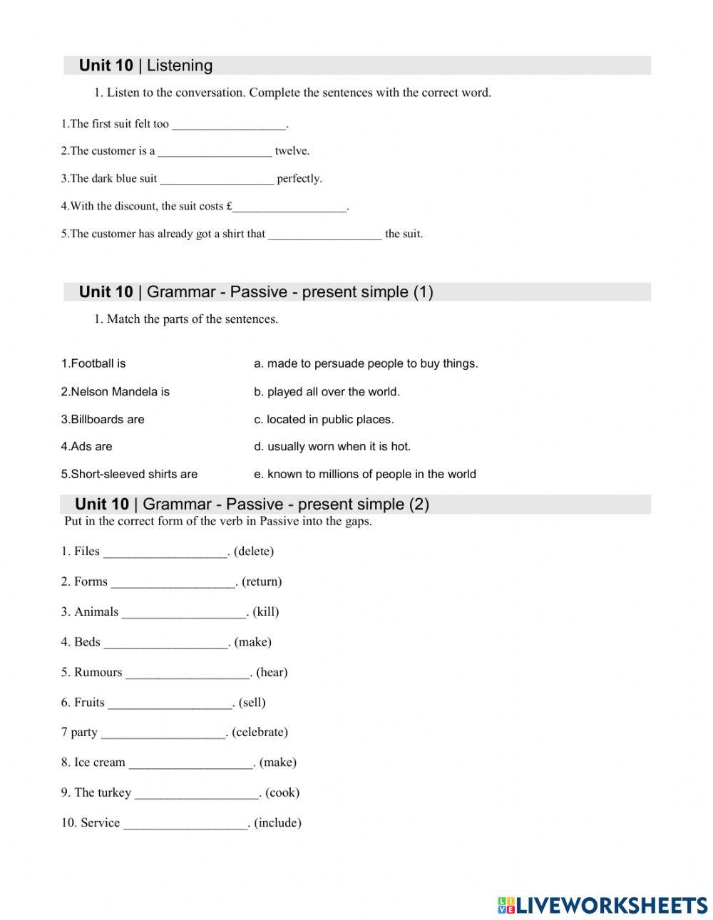 Exam Passive present and past