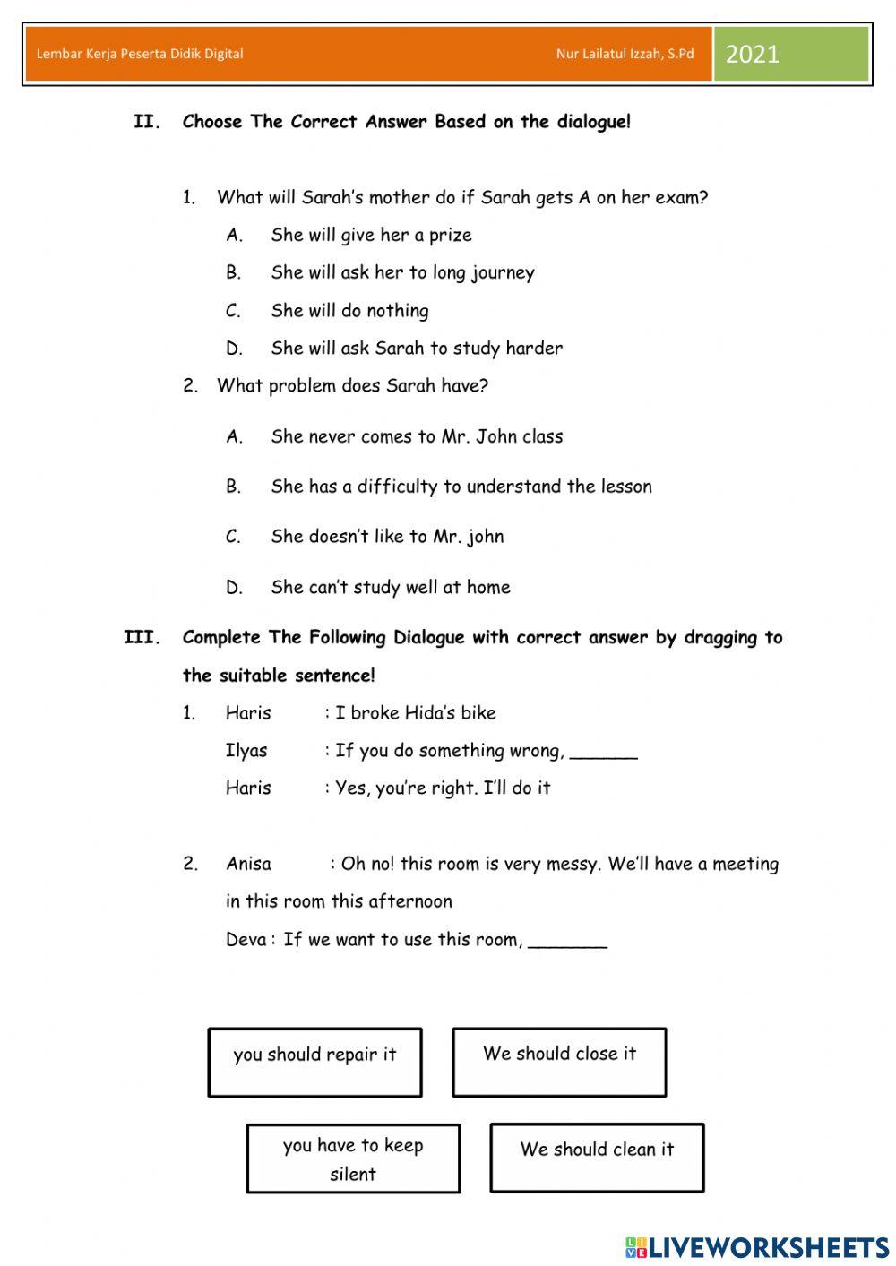 LKPD Bahasa Inggris-If Clause, Suggestion