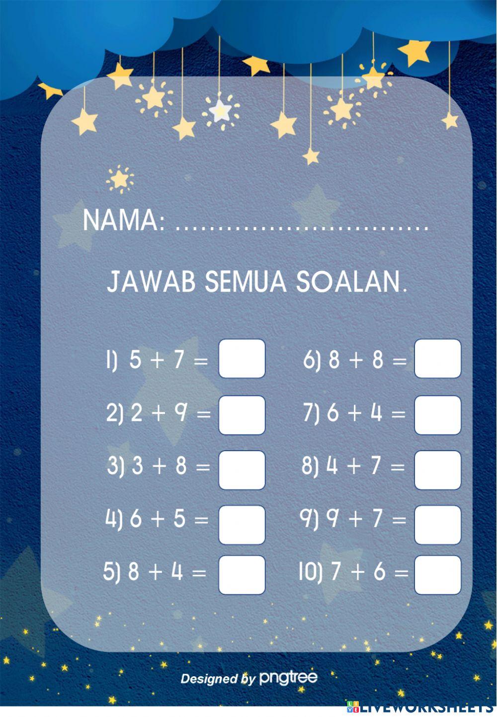 Latihan fakta asas tambah