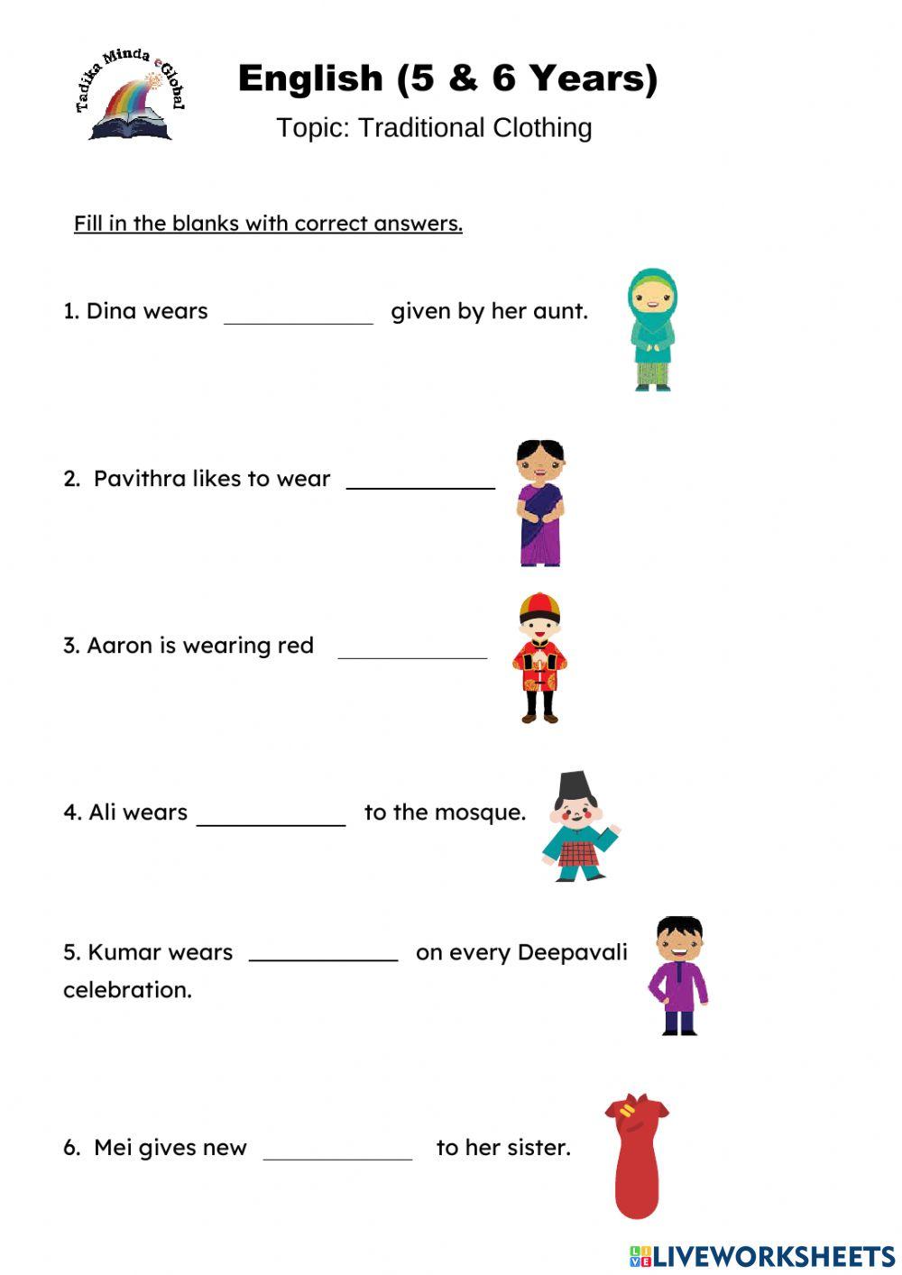 5 & 6 Years: English (Traditional Clothing)