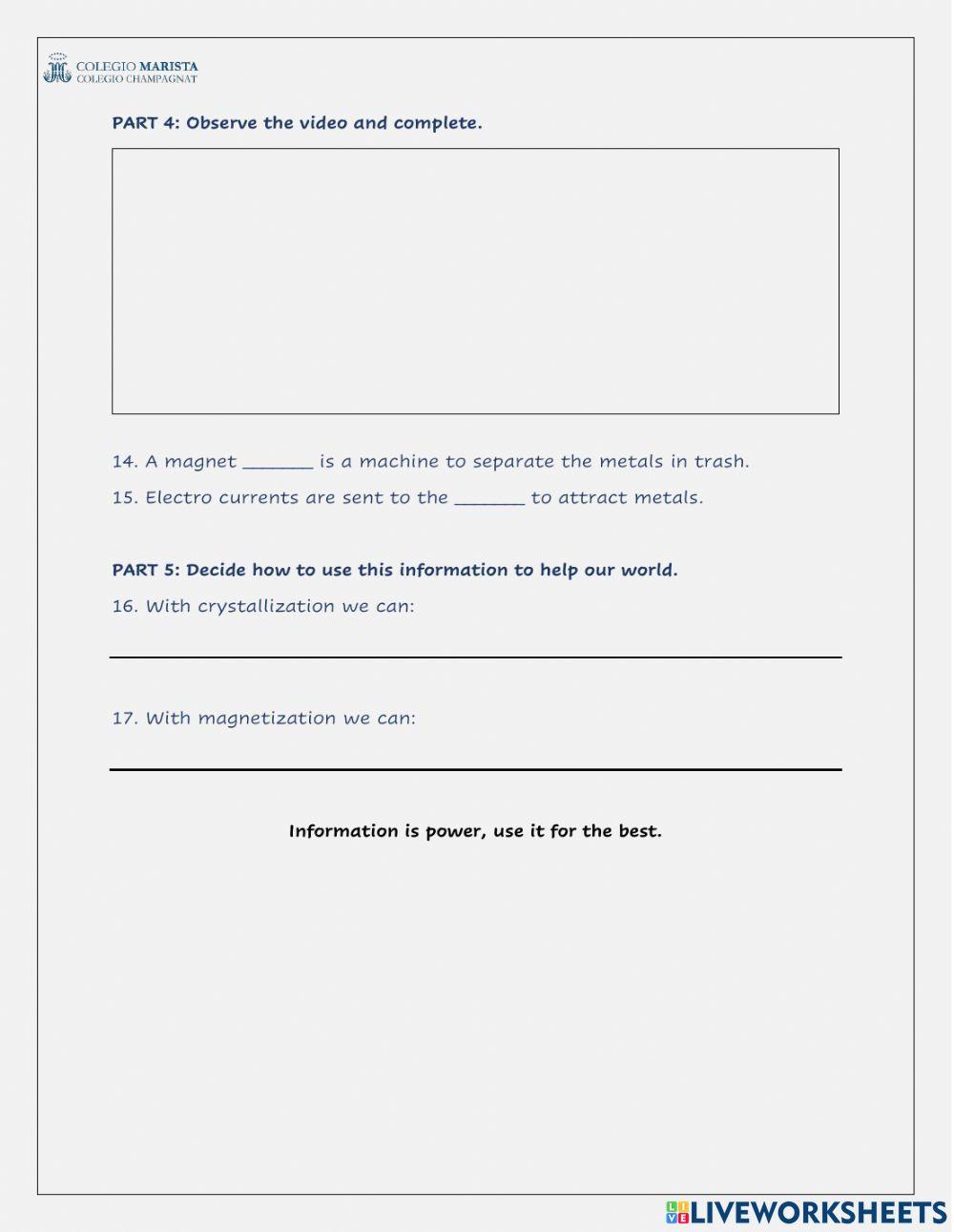 Crystallization… | Free Interactive Worksheets | 1138136