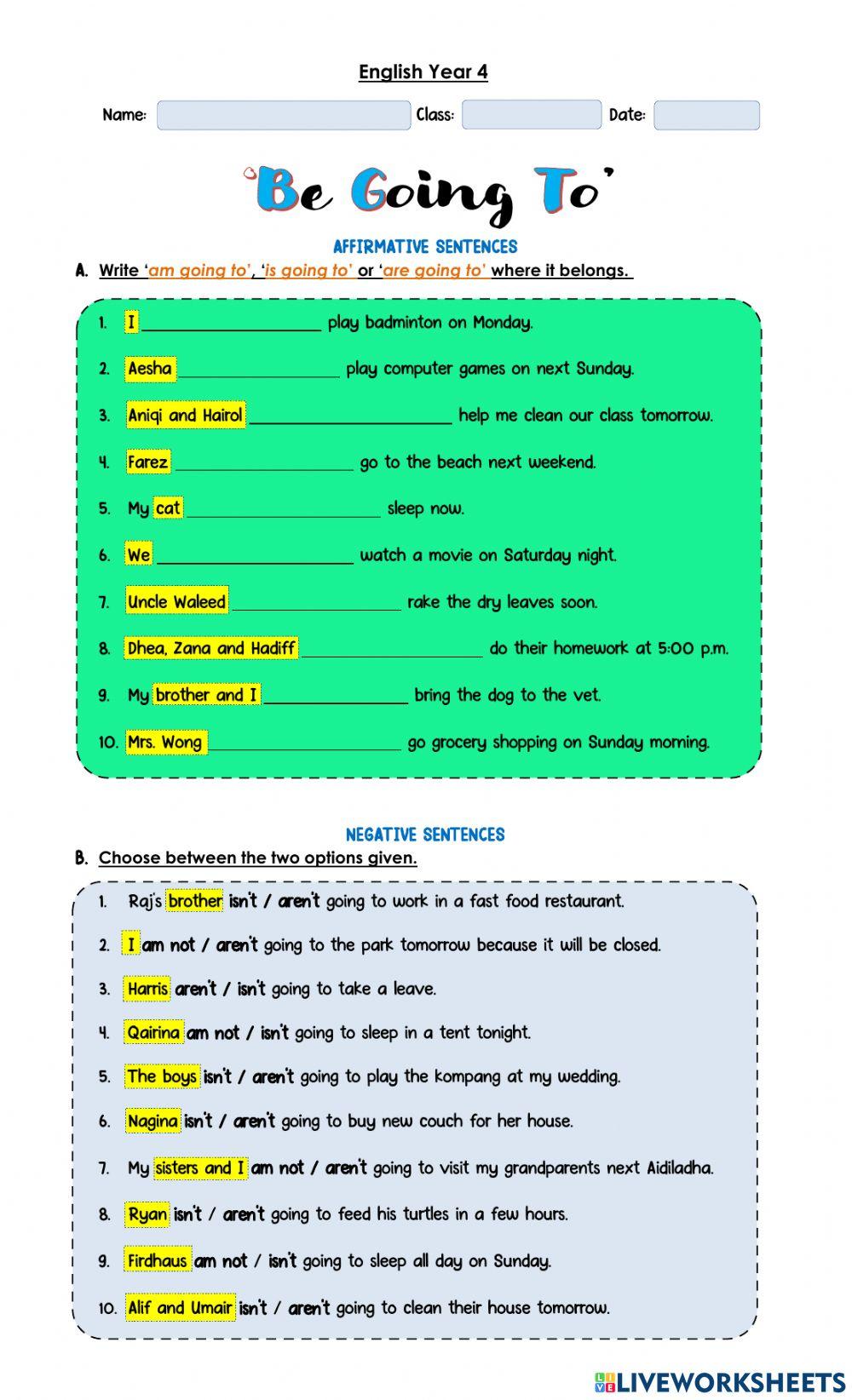 Year 4: Celebrations - is-isn't-are-aren't-am-am not