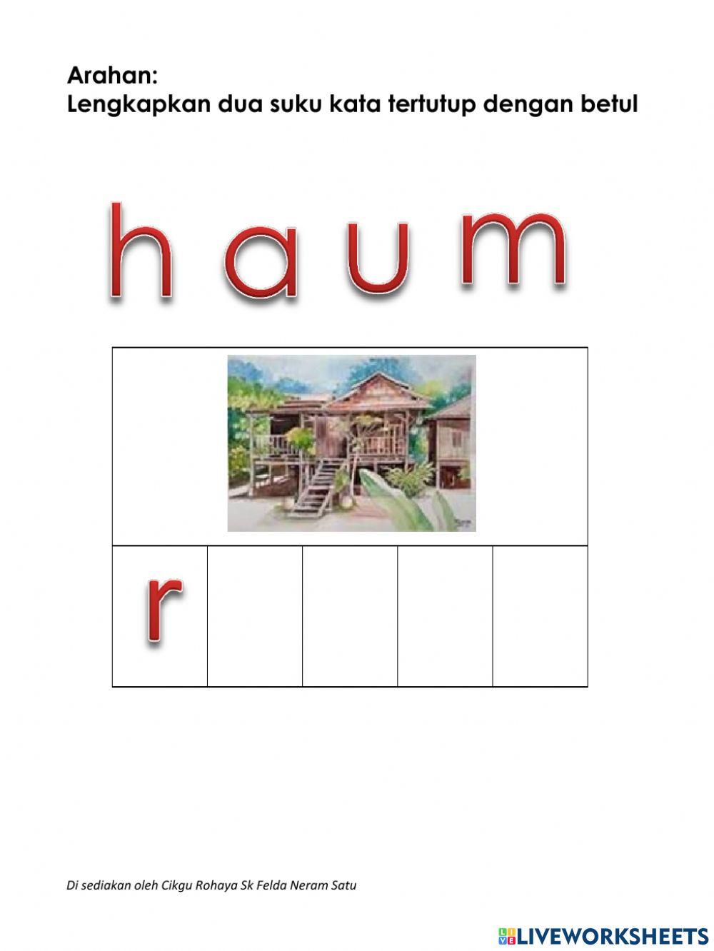 lengkapkan huruf suku kata kvkvk